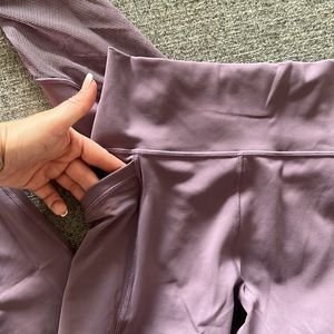 Purple lululemon mesh detail pocket high waist leggings size small EUC